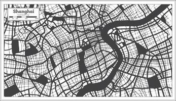 mapa da cidade de xangai china na cor preto e branco em estilo retrô. mapa de contorno. vetor