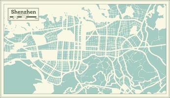 mapa da cidade de shenzhen china em estilo retrô. mapa de contorno. vetor