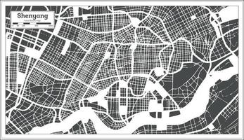 mapa da cidade de shenyang china em estilo retrô. mapa de contorno. vetor
