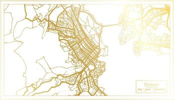 mapa da cidade de hobart austrália em estilo retrô na cor dourada. mapa de contorno. vetor