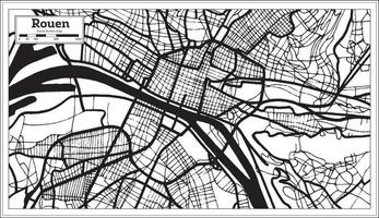 Mapa da cidade de Rouen France na cor preto e branco em estilo retrô. mapa de contorno. vetor