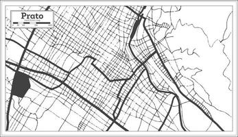 mapa da cidade de prato itália na cor preto e branco em estilo retrô. mapa de contorno. vetor