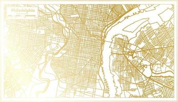 Filadélfia, EUA, mapa da cidade em estilo retrô na cor dourada. mapa de contorno. vetor