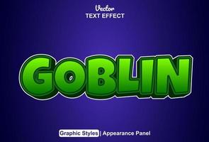 efeito de texto goblin com estilo gráfico e editável. vetor