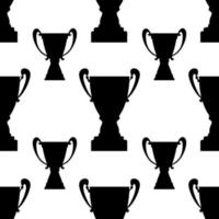 padrão sem emenda da taça do troféu vencedor. textura de silhueta simples preta. prêmio do campeonato para o primeiro lugar. ilustração vetorial. vetor