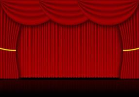 cortinas vermelhas de ópera, cinema ou teatro. holofotes em fundo de cortinas de veludo fechado. ilustração vetorial