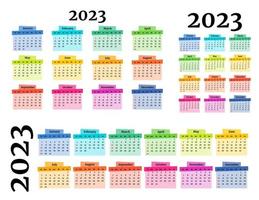 calendário para 2023 isolado em um fundo branco vetor