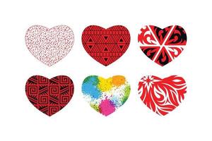conjunto de corações de vetor. símbolos planos, desenhos animados e coração. coleção de ilustração isolada. vetor