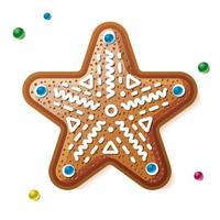 estrela de gengibre isolada no branco. biscoito de natal. vetor