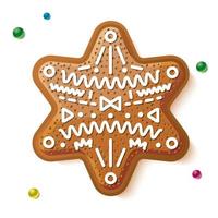 estrela de gengibre isolada no branco. biscoito de natal. vetor