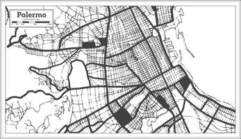 mapa da cidade de palermo itália na cor preto e branco em estilo retrô. mapa de contorno. vetor