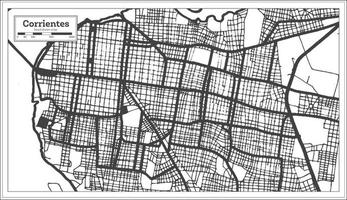 mapa da cidade de corrientes argentina na cor preto e branco em estilo retrô isolado no branco. vetor
