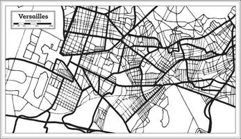 mapa da cidade de versalhes frança na cor preto e branco em estilo retrô. mapa de contorno. vetor