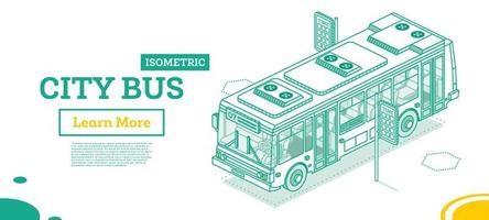 ônibus da cidade. conceito de contorno isométrico. ilustração vetorial. vetor