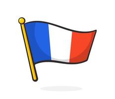 ilustração dos desenhos animados da bandeira da França no mastro vetor