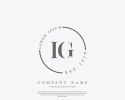 logotipo feminino inicial ig monograma de beleza e design de logotipo elegante, logotipo de caligrafia da assinatura inicial, casamento, moda, floral e botânico com modelo criativo vetor