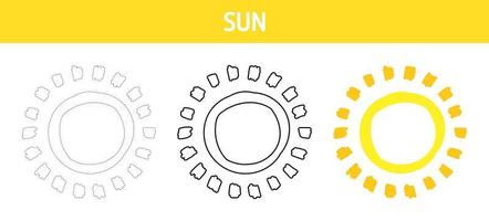 planilha de rastreamento solar e coloração para crianças vetor