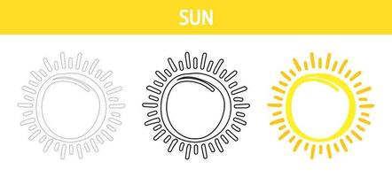 planilha de rastreamento solar e coloração para crianças vetor