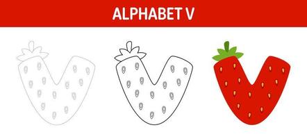 alfabeto v planilha de rastreamento e coloração para crianças vetor