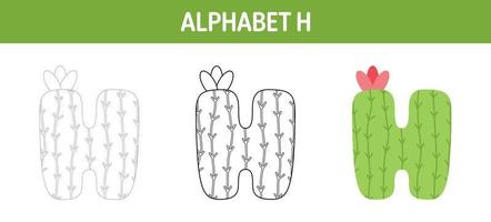 planilha de desenho e coloração do alfabeto h para crianças vetor