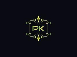 monograma pk logotipo de luxo, design mínimo de logotipo de carta pk vetor