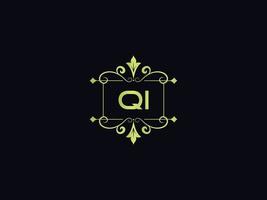 ícone de logotipo qi moderno, logotipo de carta de luxo qi bonito vetor