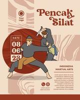 fundo de ilustração de arte marcial pencak silat indonésio para evento de turismo vetor