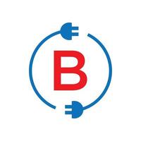 logotipo da eletricidade da letra b do parafuso do trovão. elétrico industrial, parafuso elétrico de sinal de energia vetor