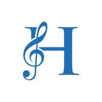 logotipo da música no conceito de letra h. sinal de nota musical, modelo de melodia de música de som vetor