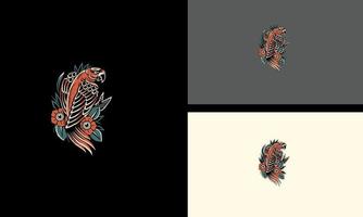 pássaro vermelho e flores ilustração vetorial design de mascote vetor