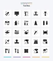 ferramentas criativas pacote de ícones pretos sólidos de 25 glifos, como garagem. Ferramentas. planejamento. indústria. Ferramentas vetor