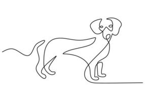 mão desenhando uma linha de cachorro isolado no fundo branco. vetor