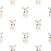 cães fofos jack russell terrier. animais fofos. padrão sem emenda de mão desenhada de vetor. perfeito para bebê, vestuário infantil, design de impressão, têxtil. fundo branco. vetor