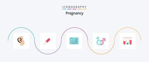 pacote de ícones de 5 planos de gravidez, incluindo . cuidados de saúde. vacina. cardiologia. estetoscópio vetor