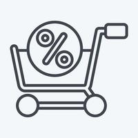 desconto de ícone. relacionado ao símbolo da loja online. estilo de linha. ilustração simples. fazer compras vetor