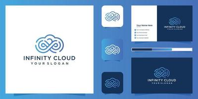 modelo de ícone de design de logotipo de nuvem infinita. design de logotipo de tecnologia em nuvem e cartão de visita vetor