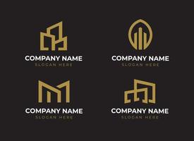 conjunto de logotipo imobiliário minimalista vetor