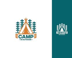 logotipo de acampamento e aventura ao ar livre, distintivo, ícone, símbolo 1 vetor