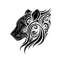 ornamental, retrato de urso selvagem. ilustração decorativa para logotipo, emblema, tatuagem, bordado, corte a laser, sublimação. vetor