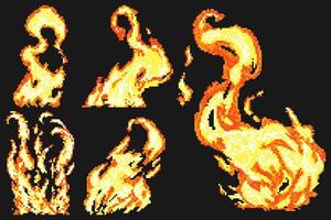 o estilo de pixel art de fogo é perfeito para usar como efeito gráfico ou adesivo de emoticon vetor