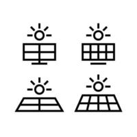 pacote de painel de energia solar simples e ícone de sóis vector ilustração isolada