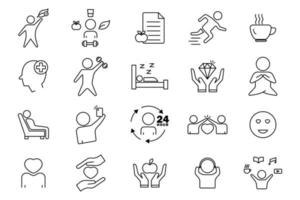 conjunto de ícones de ilustração de estilo de vida. estilo de ícone de linha. design vetorial simples editável vetor