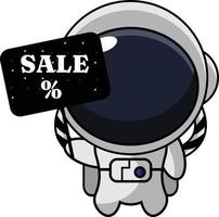 ilustração de promoção de vendas de quadro-negro astronauta de personagem de mascote de desenho animado vetor