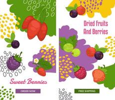 encomendar frutas frescas e bagas, loja online vetor