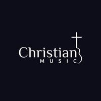 igreja de música gospel com guitarra christian jesus cruz design de logotipo vetor