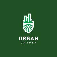 design de logotipo de fazenda de cidade de jardim verde urbano vetor