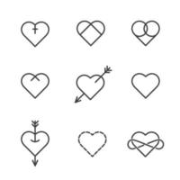 conjunto de ícones de coração vetor