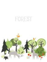 floresta de inverno com ilustração de animais vetor