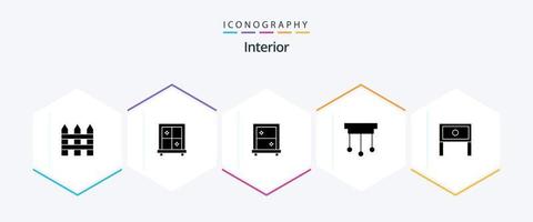 pacote interior de ícones de 25 glifos, incluindo mesa. doméstico. espelho. casa. interior vetor
