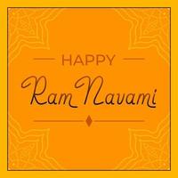feliz ram navami lettering cartão postal quadrado para ilustração vetorial de celebração indiana em estilo simples vetor